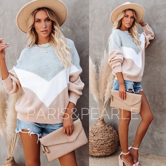 Sweaters - Lovestruck Chevron Colorblock Oversized Sweater